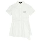 Girls White Diamante Logo Shirt Dress , 1, hi-res