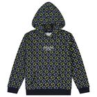 Boys Navy Blue Logo Hooded Top, 1, hi-res