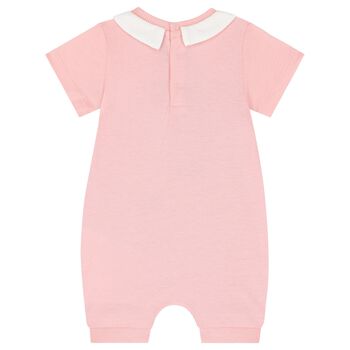 Baby Girls Pink Teddy Bear Logo Romper