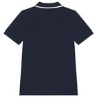 Boys Navy Blue Logo Embroidery Polo Shirt, 3, hi-res
