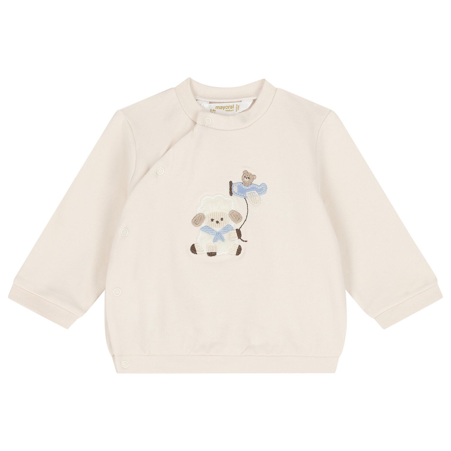 Baby Boys Beige & Blue Sheep & Teddy Bear 2 Piece Babygrow, 1, hi-res