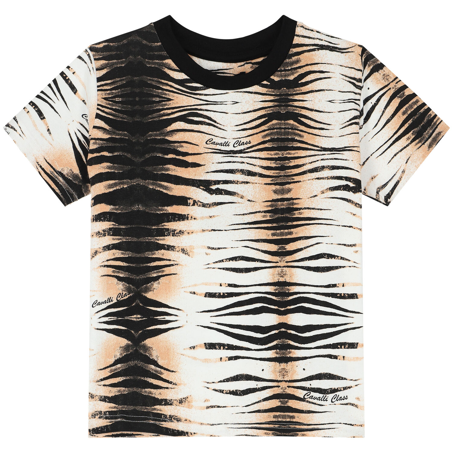 Girls Black, Beige & White Logo T-Shirt, 1, hi-res