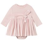 Baby Girls Pink Bow Bodysuit Dress, 1, hi-res