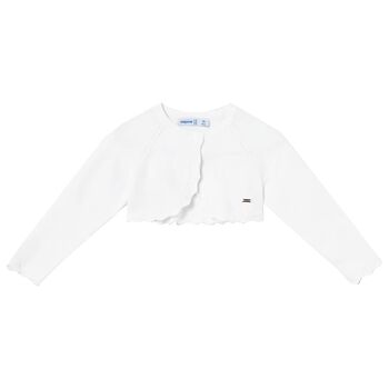 Younger Girls White Knitted Cardigan