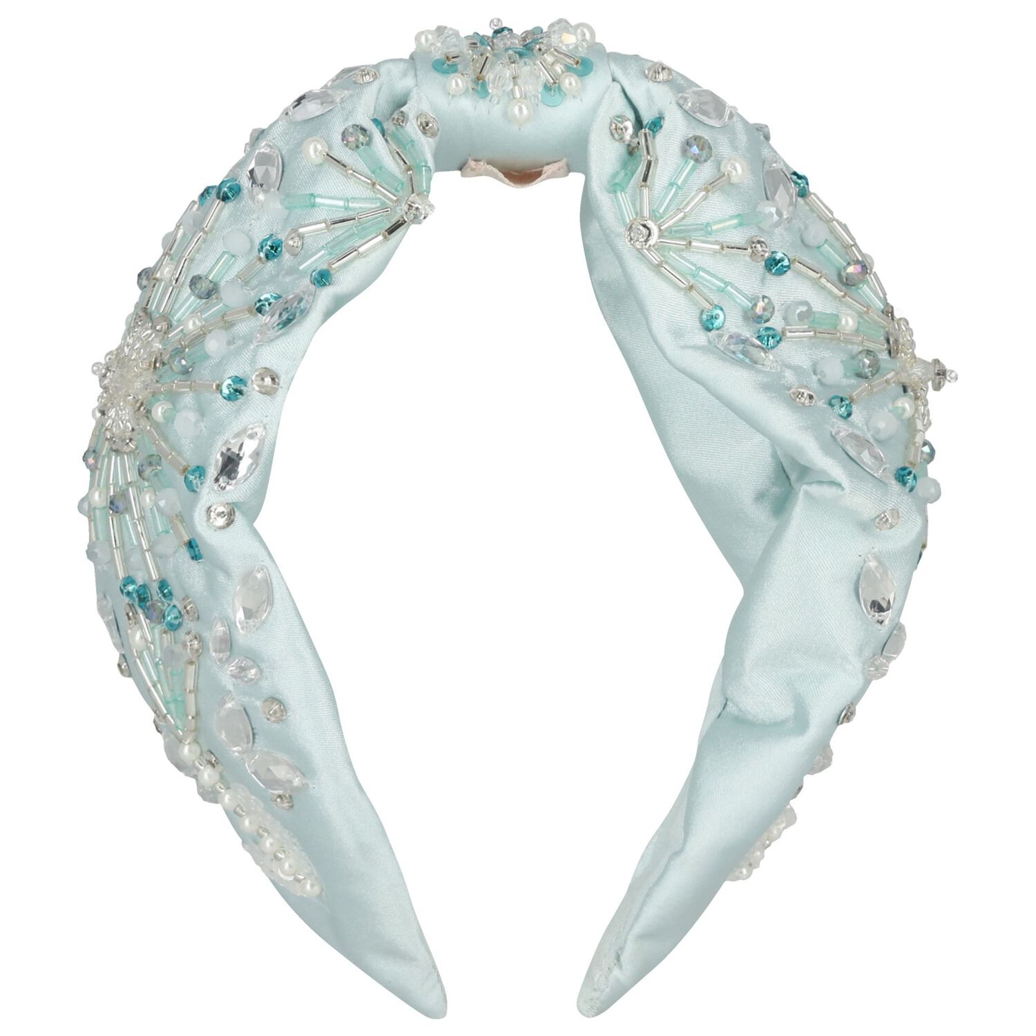 Girls Blue Crystal & Bead Headband, 1, hi-res