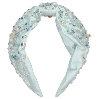 Girls Blue Crystal & Bead Headband