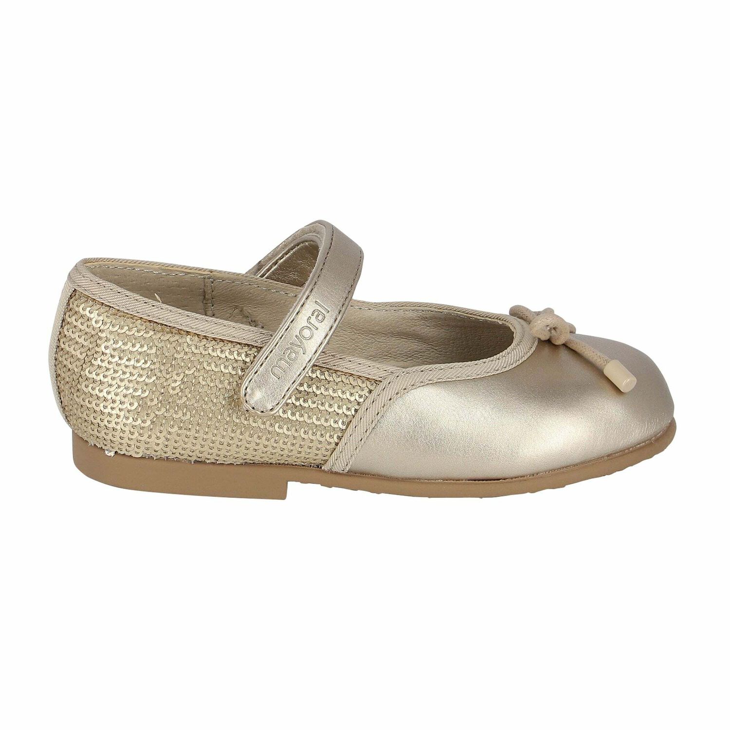 Younger Girls Gold Embellished Shoes, 1, hi-res