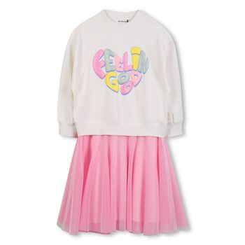 Girls Ivory & Pink Tulle Dress