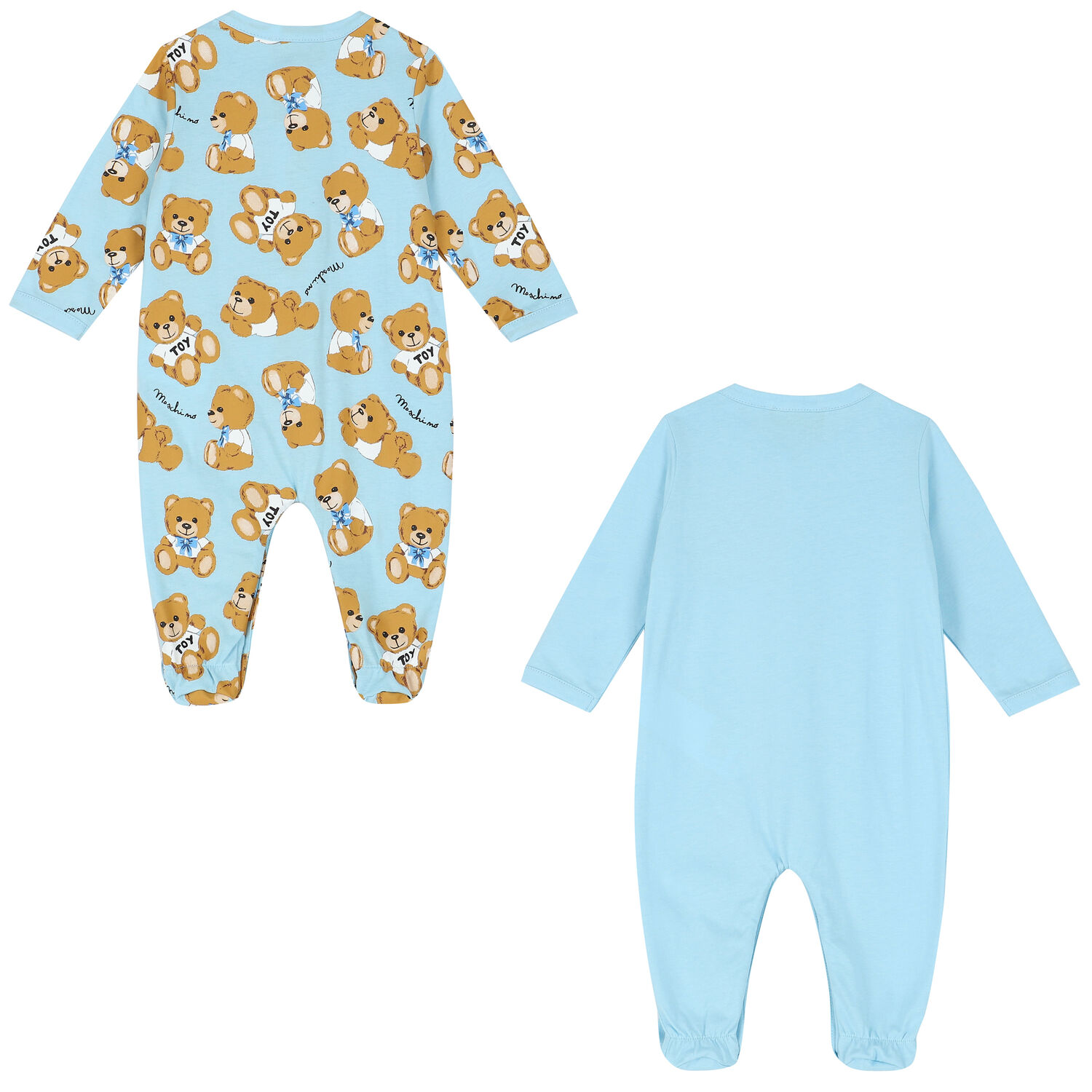 Blue Teddy Logo Babygrows ( 2-Pack ), 1, hi-res