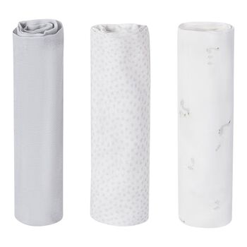Baby Boys Ivory & Grey Muslin Swaddles ( 3-Pack )