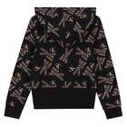 Girls Black Logo Hooded Top, 1, hi-res