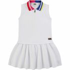 Girls White Logo Dress, 1, hi-res