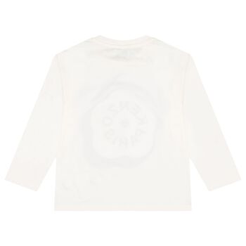 Girls White Boke Flower Logo Long Sleeve Top