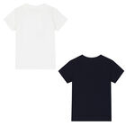 Boys Navy & White Graphic T-Shirts ( 2-Pack ), 1, hi-res