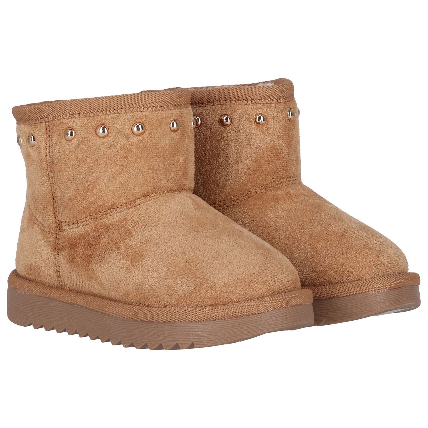 Girls Beige Logo Suede Boots, 1, hi-res