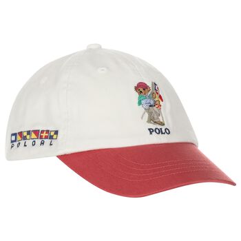 Boys Ivory Polo Bear Logo Cap