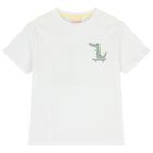 Boys White Crocodile T-Shirt, 1, hi-res