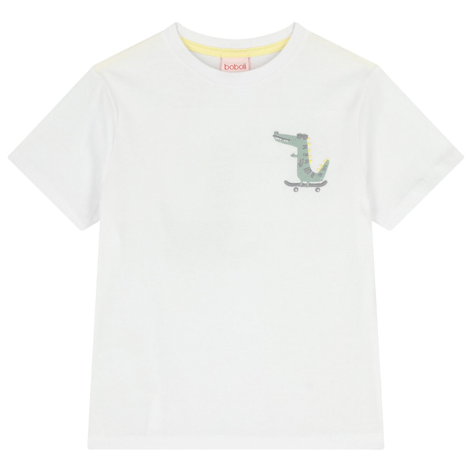 Boys White Crocodile T-Shirt, 1, hi-res