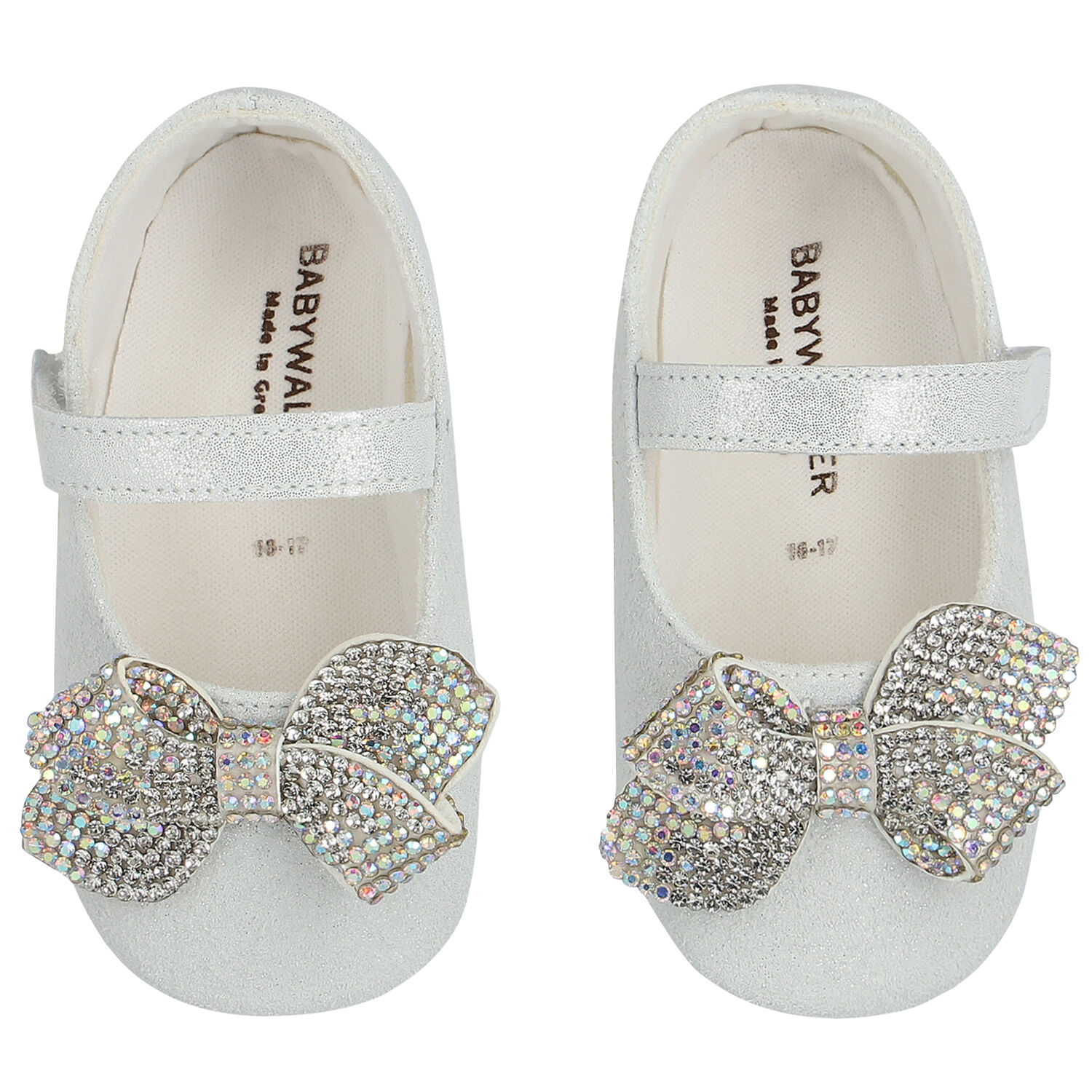 Baby Girls White Crystal Shoes, 1, hi-res