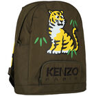 Boys Khaki Green Tiger & Logo Backpack, 2, hi-res