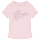 Girls Pink Embellished Logo T-Shirt, 2, hi-res