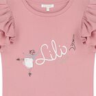 Girls Pink Logo Ruffled Top, 1, hi-res