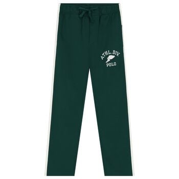 Boys Green & White Logo Joggers