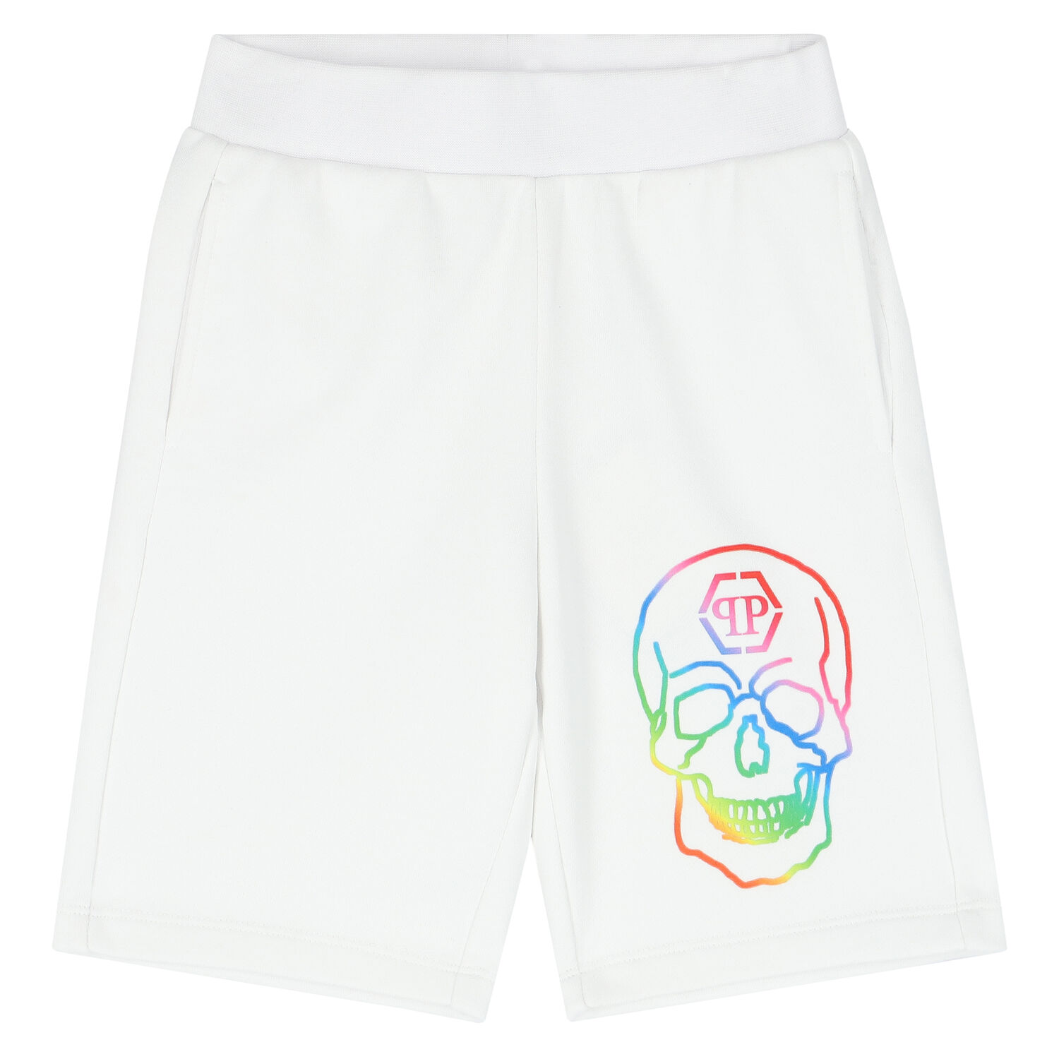 Boys White Skull Logo Shorts, 2, hi-res image number null