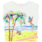 Girls White Palm Tree T-Shirt, 1, hi-res
