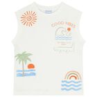 Boys White & Green Surfboard Shorts Set, 1, hi-res