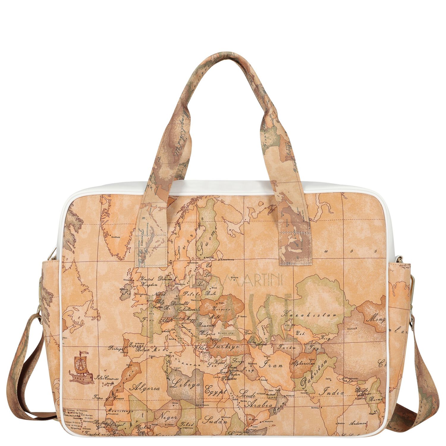 Beige & White Geo Map Baby Changing Bag, 1, hi-res