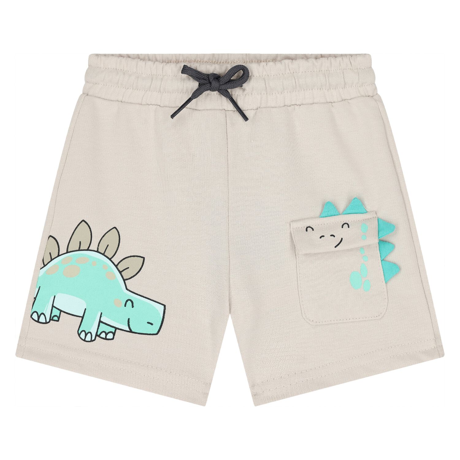 Younger Boys Beige Dinosaur Shorts, 2, hi-res