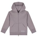 Purple Logo Hooded Zip Up Top, 1, hi-res