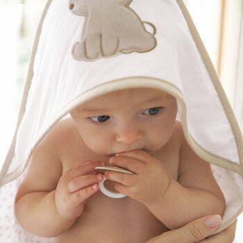 Baby Boys White Rabbit Hooded Towel