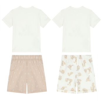 Baby Boys White & Beige Shorts Set ( 2-Pack )