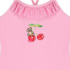 Younger Girls Pink Cherry & Teddy Bear Swimsuit, 1, hi-res