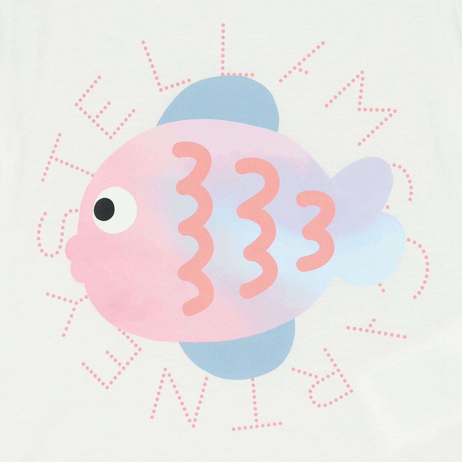 Younger Girls White Fish T-Shirt, 1, hi-res
