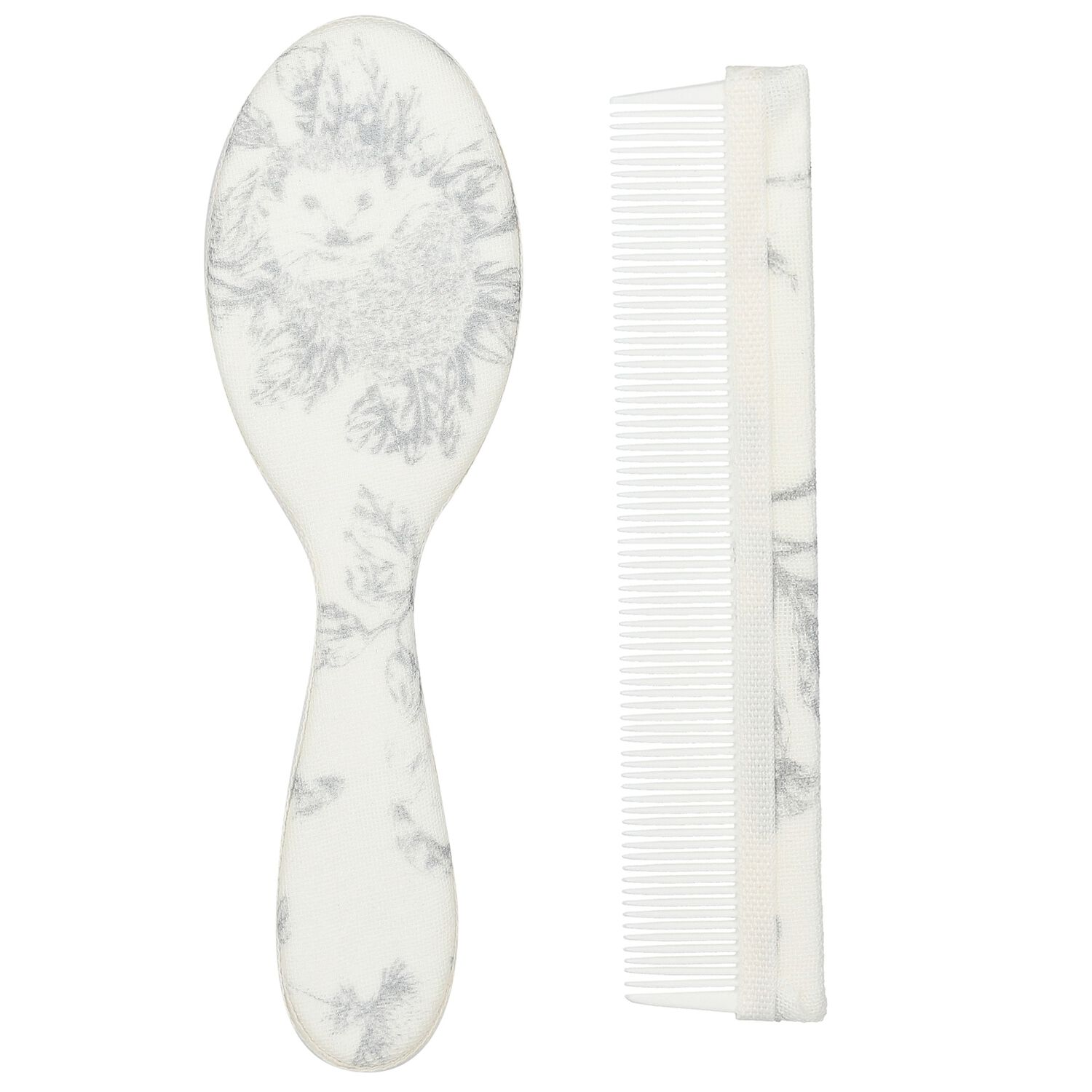 Ivory & Grey Toile de Jouy Brush & Comb Set, 2, hi-res