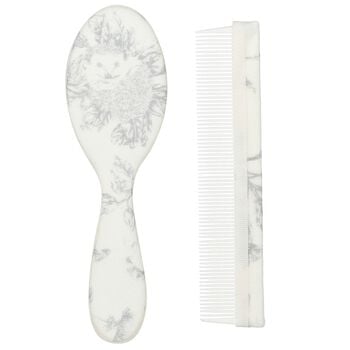 Ivory & Grey Toile de Jouy Brush & Comb Set