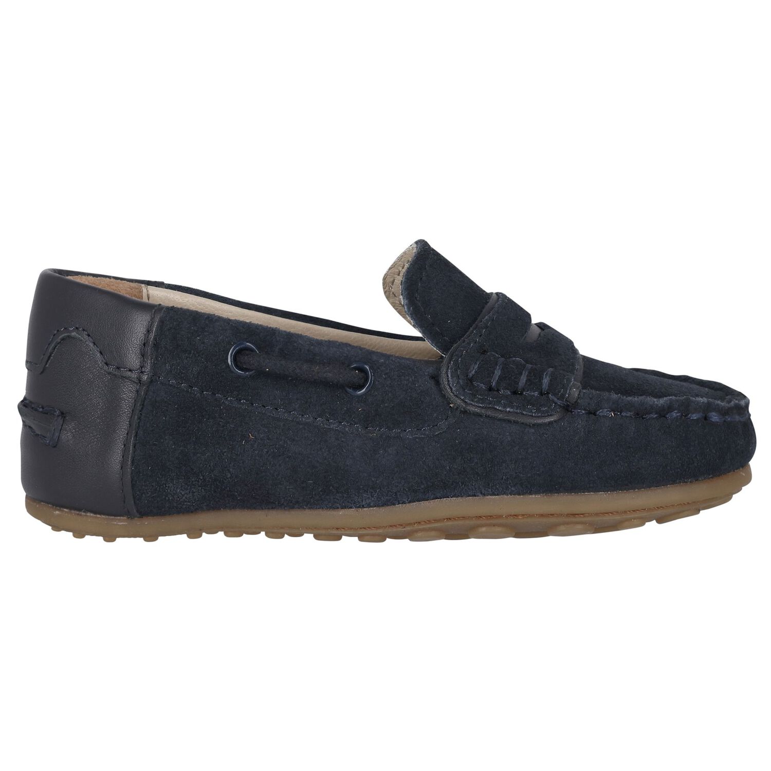 Boys Navy Blue Moccasins, 1, hi-res