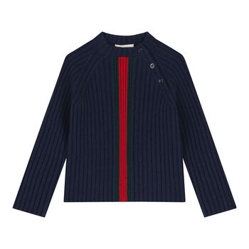 Baby Boys Navy Blue Web Striped Jumper