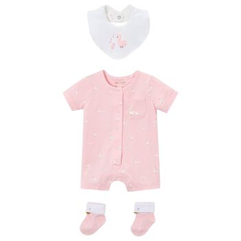 Baby Girls Pink Swan Romper Set