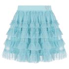 Girls Blue Embellished Tulle Skirt, 1, hi-res
