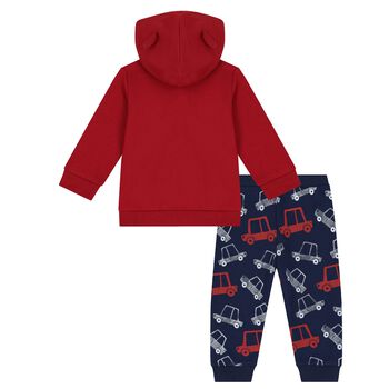 Younger Boys Red & Navy Blue Logo Tracksuit