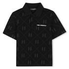 Boys Black Logo Polo Shirt, 1, hi-res