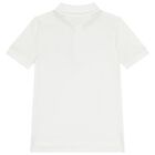Boys White Logo Polo Shirt, 3, hi-res
