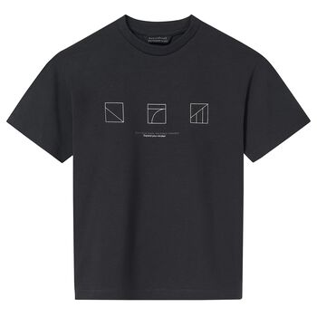 Boys Grey Cotton Logo T-Shirt