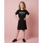Girls Black Logo Dress, 1, hi-res