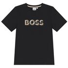 Boys Black Logo T-Shirt, 1, hi-res