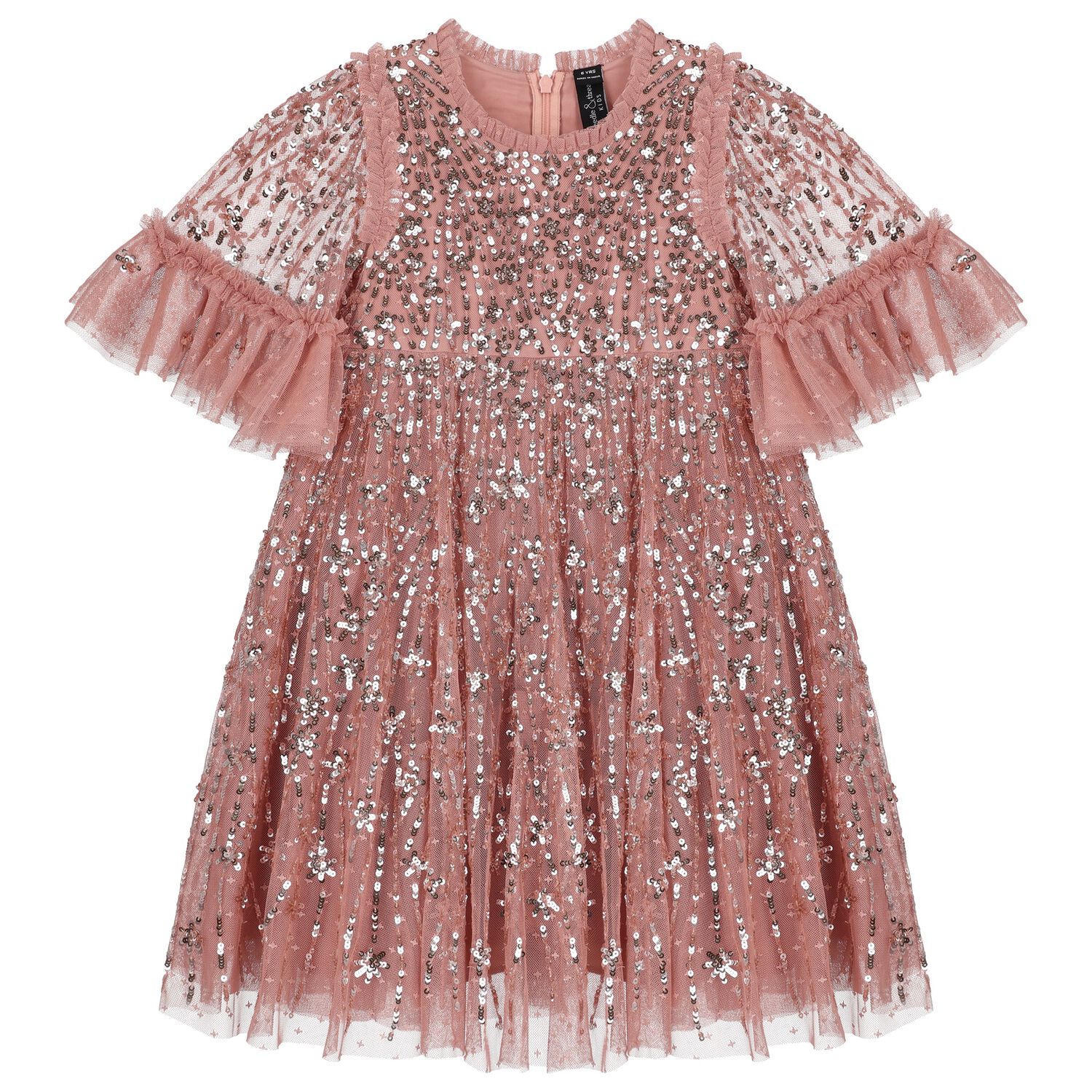 Girls Pink Sequin & Tulle Dress, 1, hi-res image number null